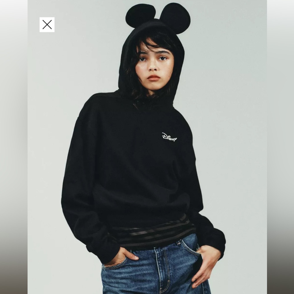 Disney Black Hoodie Sweater with Mouse Ear Hood